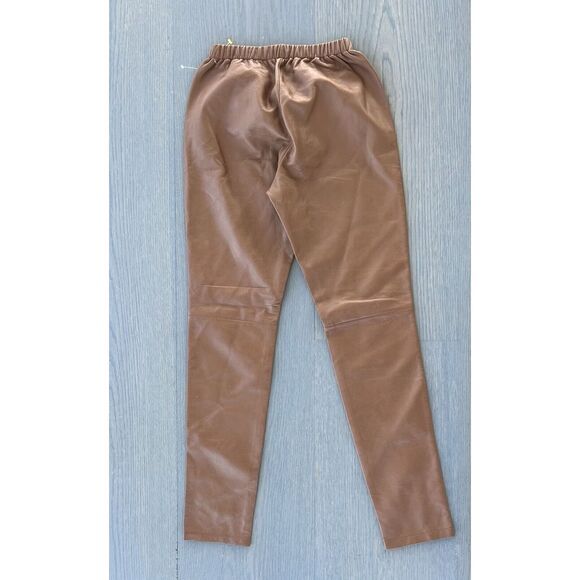 Neiman‎ Marcus Exclusive 100% Genuine Leather Brown Pants Leggings Small - Picture 7 of 7
